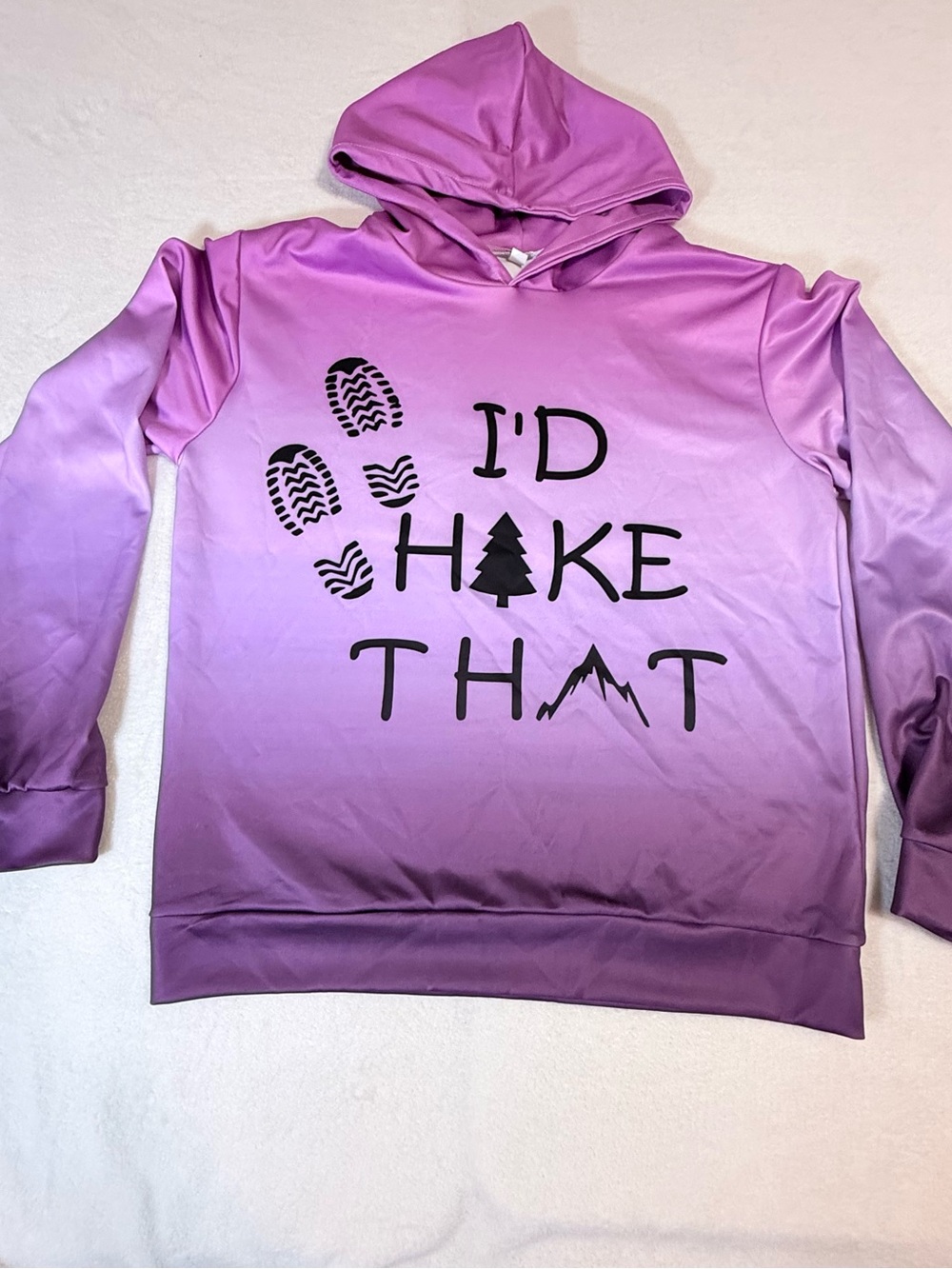 “I’d Hike That” Hoodie Sweatshirt Size M - Pink to Purple Ombré - Excellent